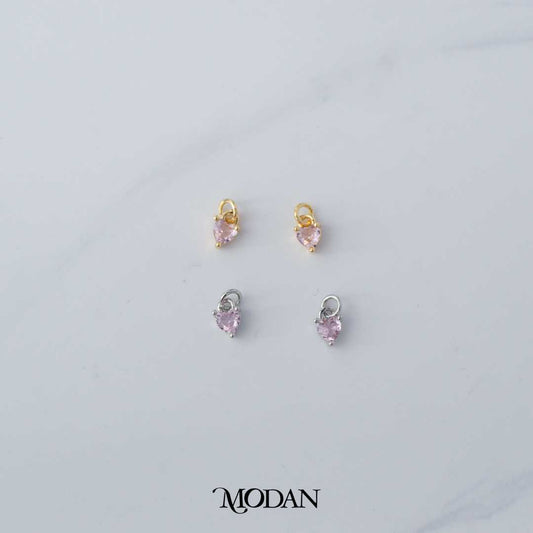 Tiny Pink Heart Love Charm DIY Liontin Hati Cinta Merah Muda Kecil Hypoallergenic Gold Filled