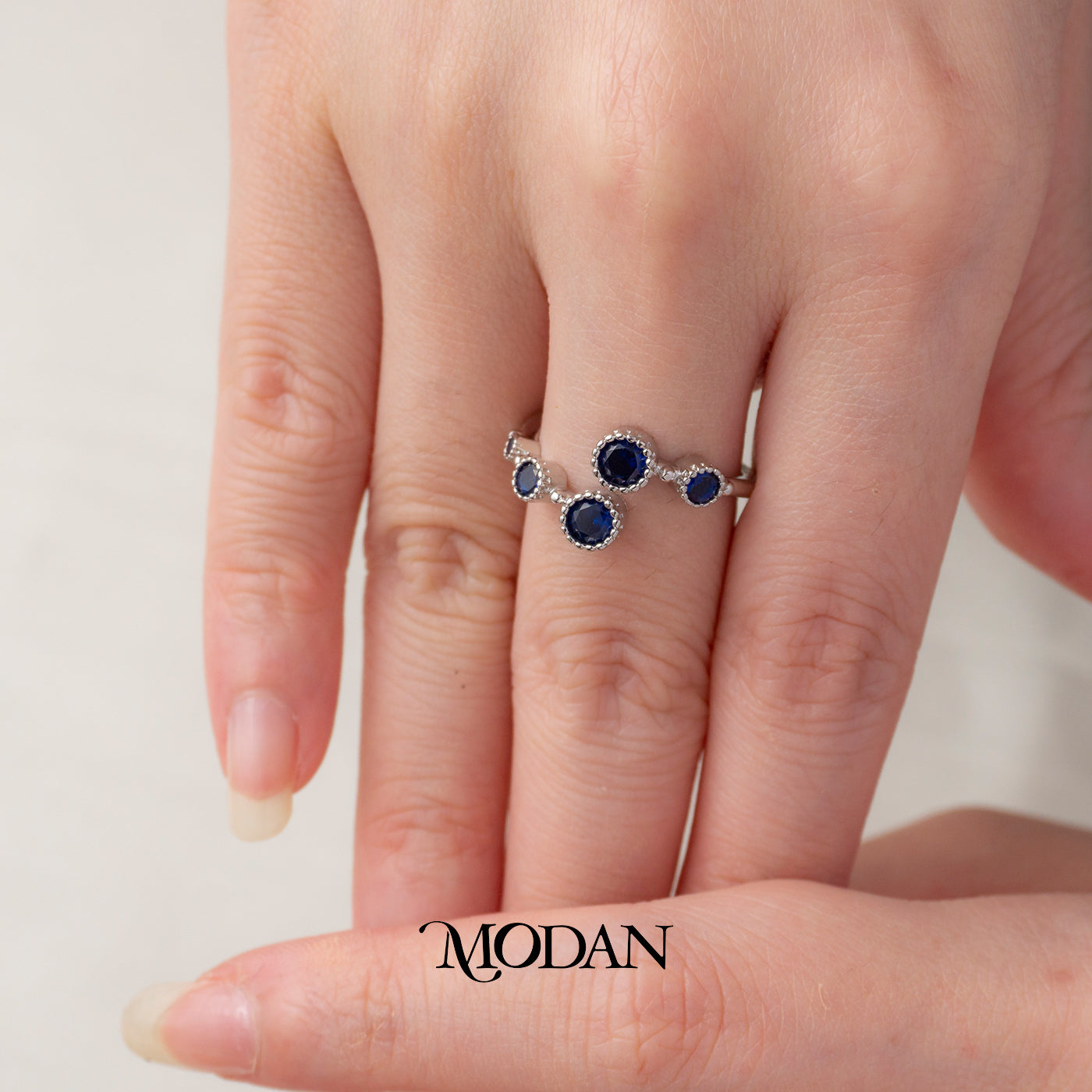 Statement Blue Adjustable Ring Cincin Biru Adjustable Hypoallergenic Gold Plated