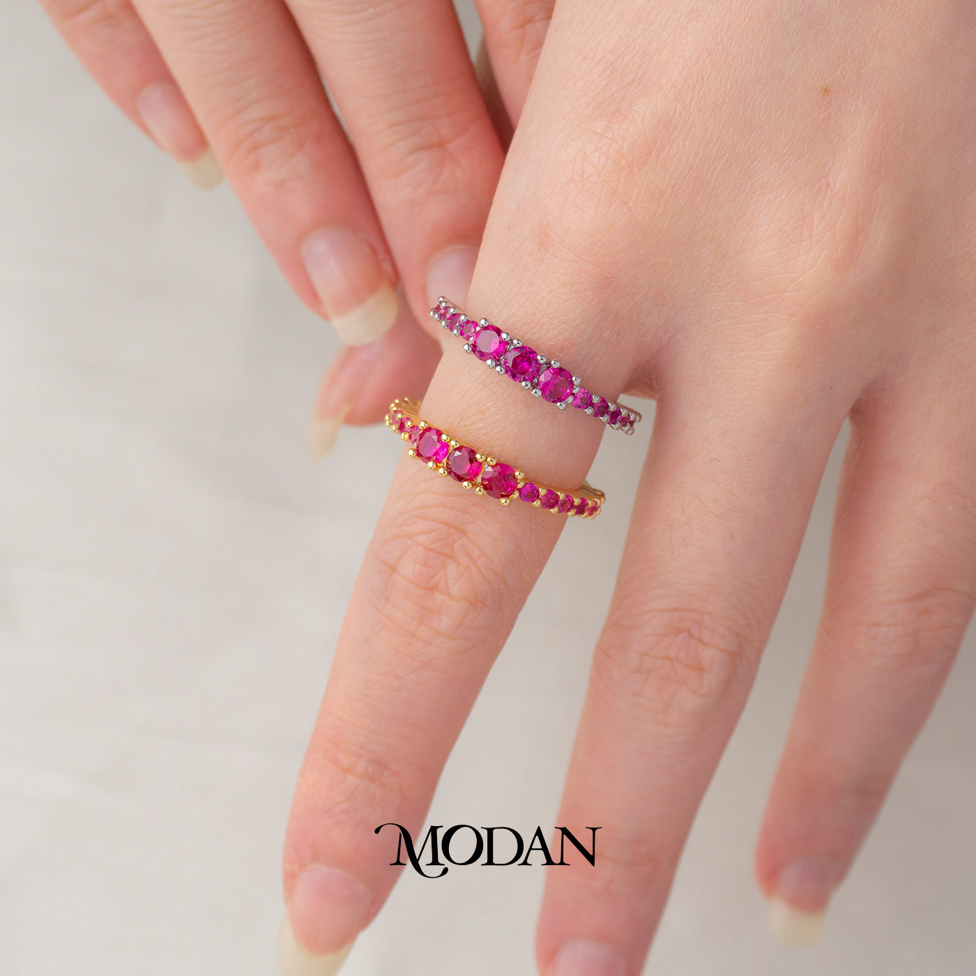 Fuchsia Pink Rounded Ring Cincin Simple Merah Delima Hypoallergenic Gold Plated