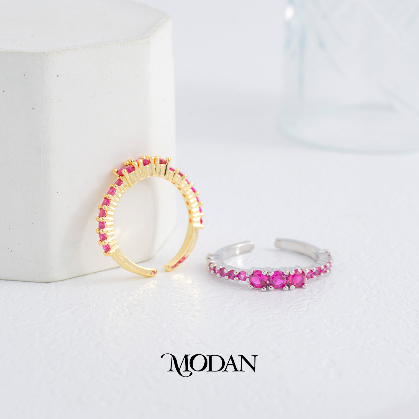 Fuchsia Pink Rounded Ring Cincin Simple Merah Delima Hypoallergenic Gold Plated