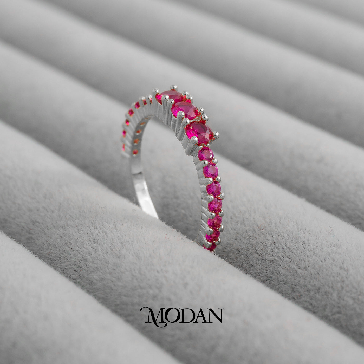 Fuchsia Pink Rounded Ring Cincin Simple Merah Delima Hypoallergenic Gold Plated