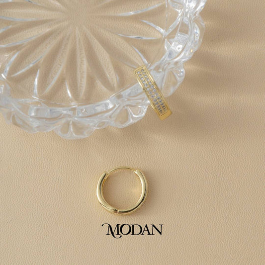 (16mm) Double Row Chunky Hoop Earrings Anting Bulat Hypoallergenic Gold Plated