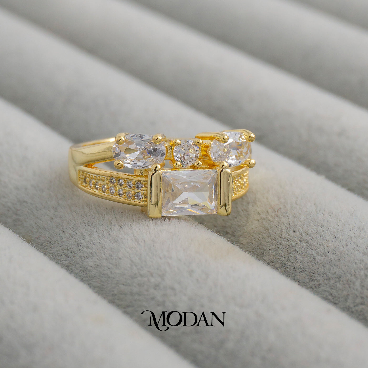 Geometric Style Ring Cincin 2 Layer Hypoallergenic Gold Plated