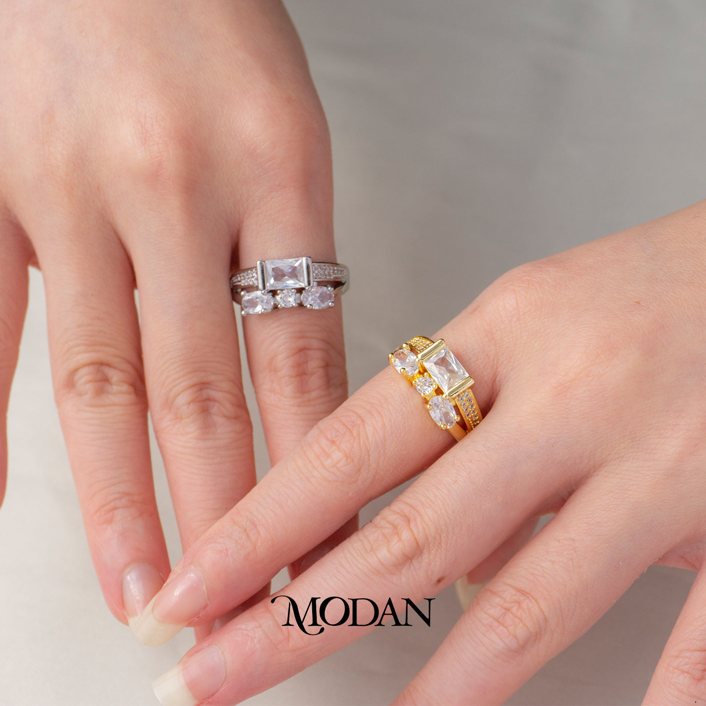 Geometric Style Ring Cincin 2 Layer Hypoallergenic Gold Plated