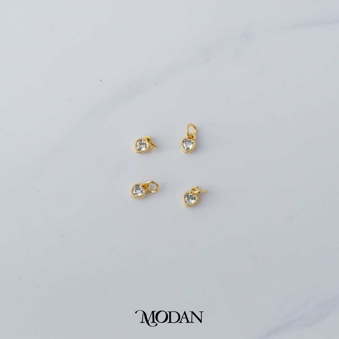 Tiny Heart Love Beaded DIY Liontin Hati Cinta Kecil Hypoallergenic Gold Filled