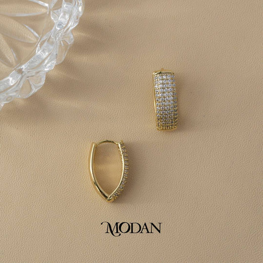 (21mm) Sparkling V Shaped Hoop Earrings Anting V Hypoallergenic Gold Plated