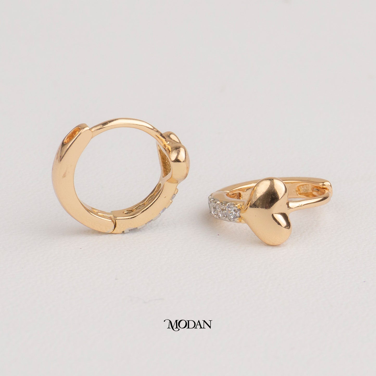 (13mm) Plain Love Heart Rosegold Mini Hoop Earrings Anting Hati Hypoallergenic Gold Plated