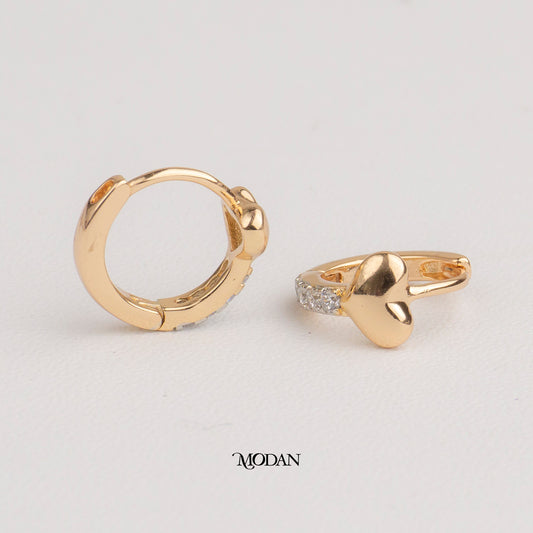 (13mm) Plain Love Heart Rosegold Mini Hoop Earrings Anting Hati Hypoallergenic Gold Plated