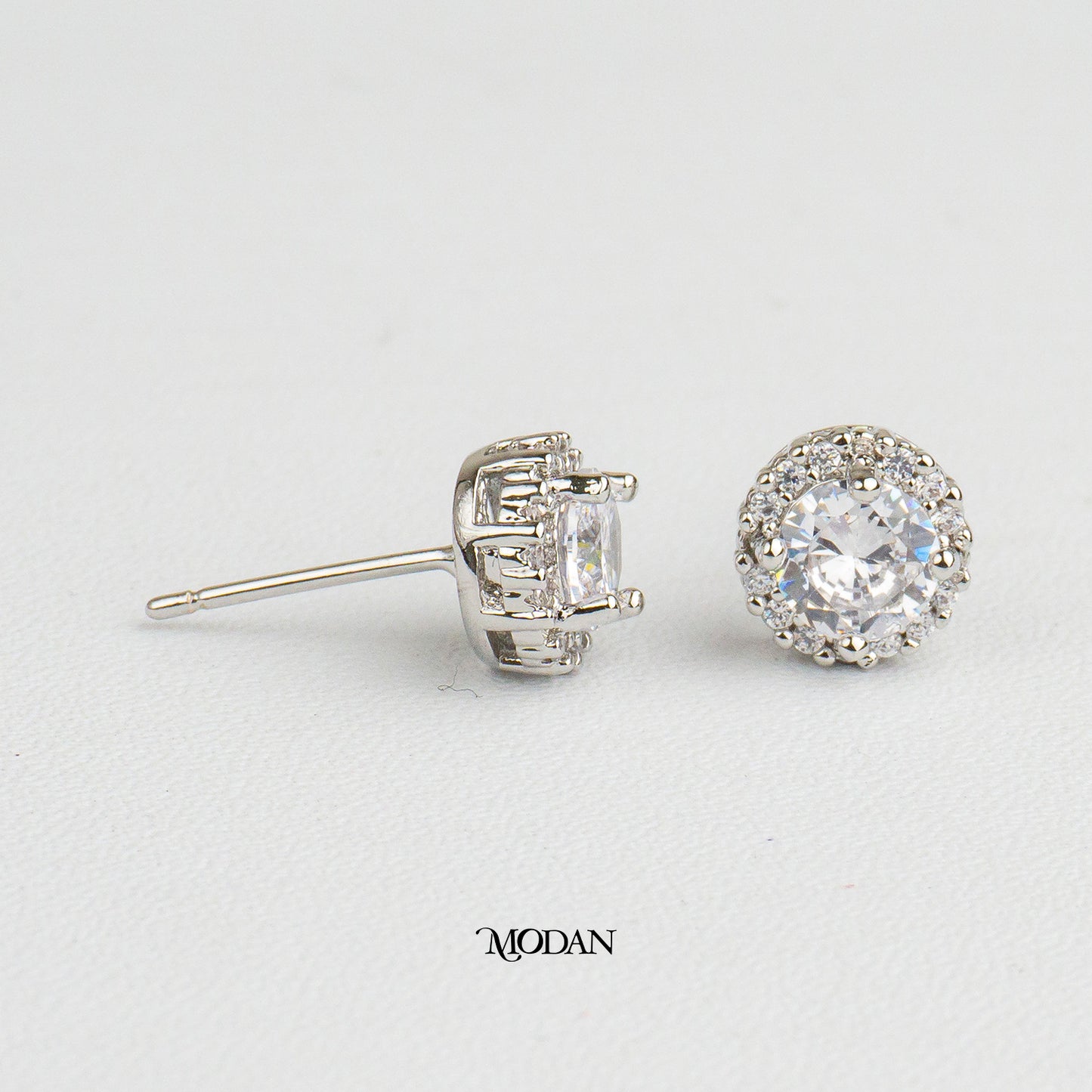(9mm) Micro Pave Round Circle Stud Earrings Anting Tusuk Lingkaran Hypoallergenic Gold Plated