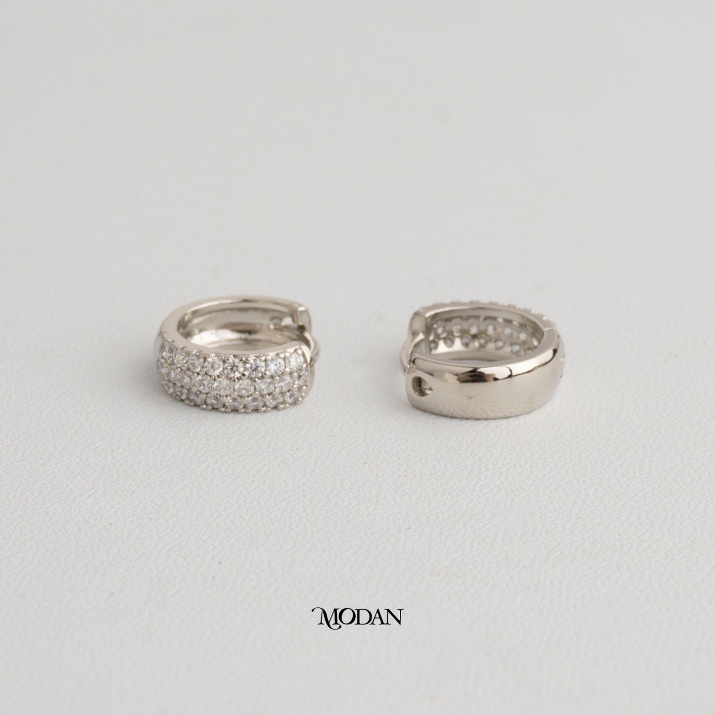 (14mm) Sparkling Round Chubby Hoop Earrings Anting Bulat Hypoallergenic Gold Plated