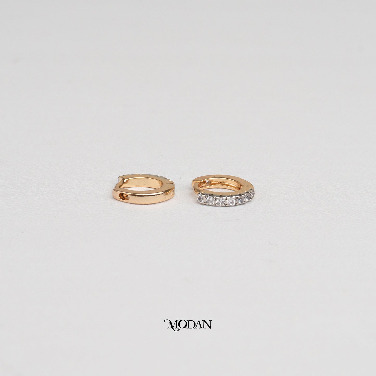 (10mm) Line Zirconia Rosegold Mini Huggies Hoop Earrings Anting Simple Hypoallergenic Gold Plated