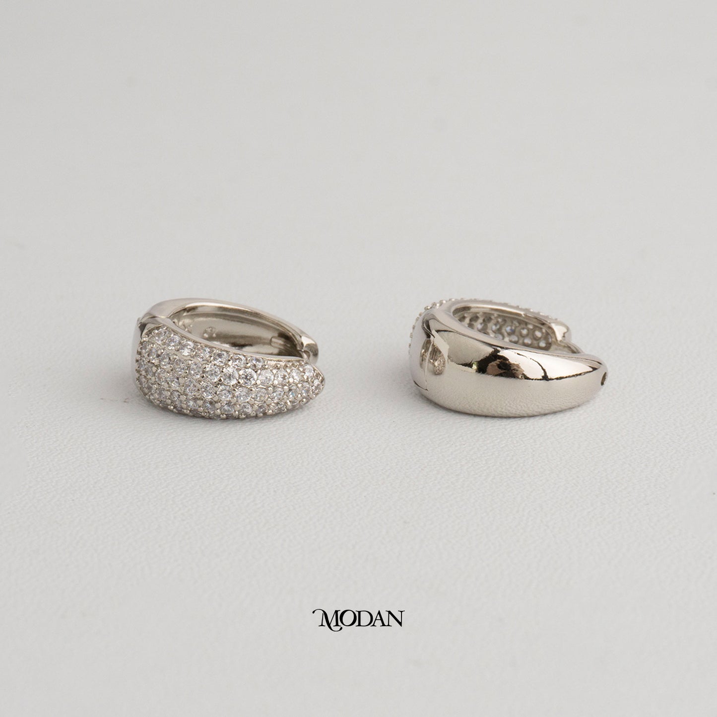 (17mm) Sparkling Round Chubby Hoop Earrings Anting Bulat Hypoallergenic Gold Plated