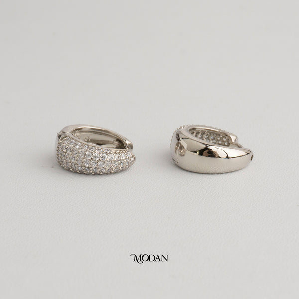 (17mm) Sparkling Round Chubby Hoop Earrings Anting Bulat Hypoallergenic Gold Plated