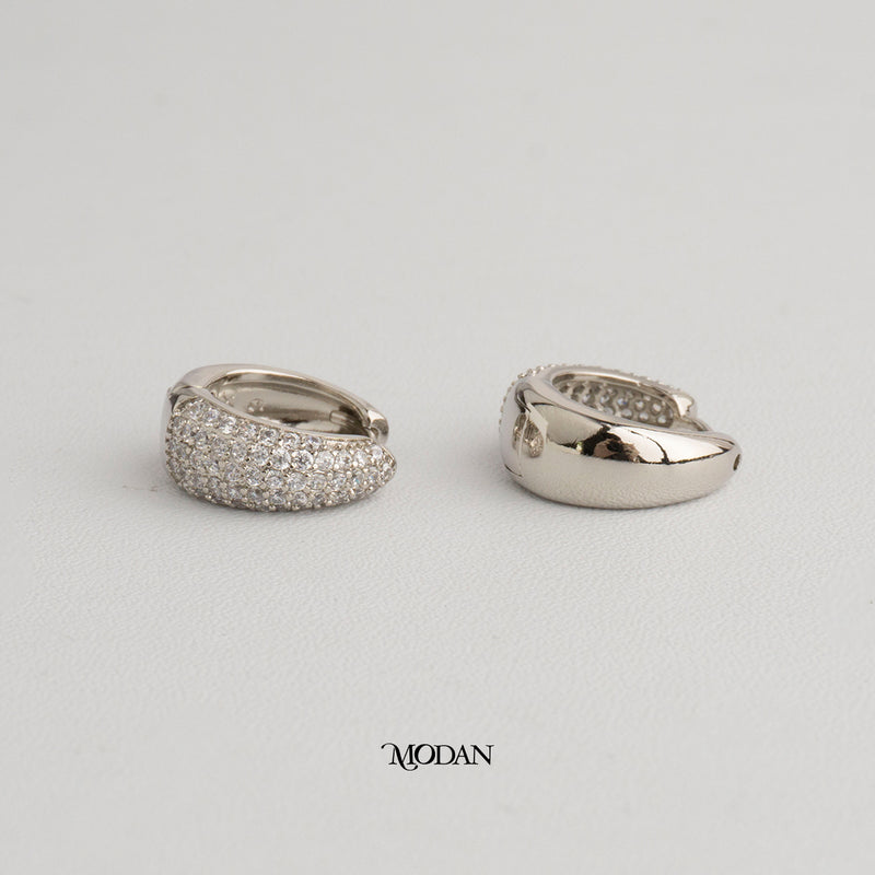 (17mm) Sparkling Round Chubby Hoop Earrings Anting Bulat Hypoallergenic Gold Plated