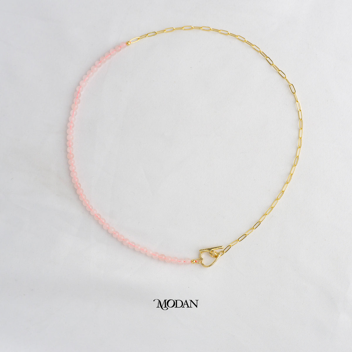 4mm Black Pink Clear Beaded Paperclip Necklace Kalung Manik Crystal Hypoallergenic Gold Plated