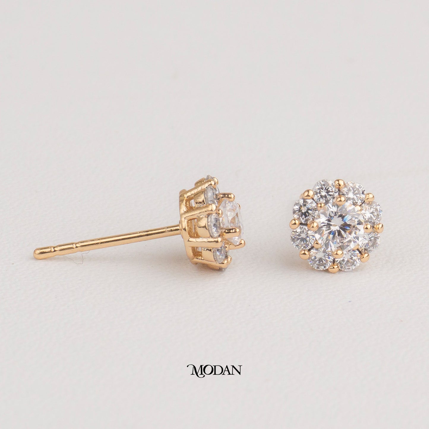 (7mm) Micro Paved Minimalist Circle Stud Earrings Anting Tusuk Bulat Hypoallergenic Gold Plated