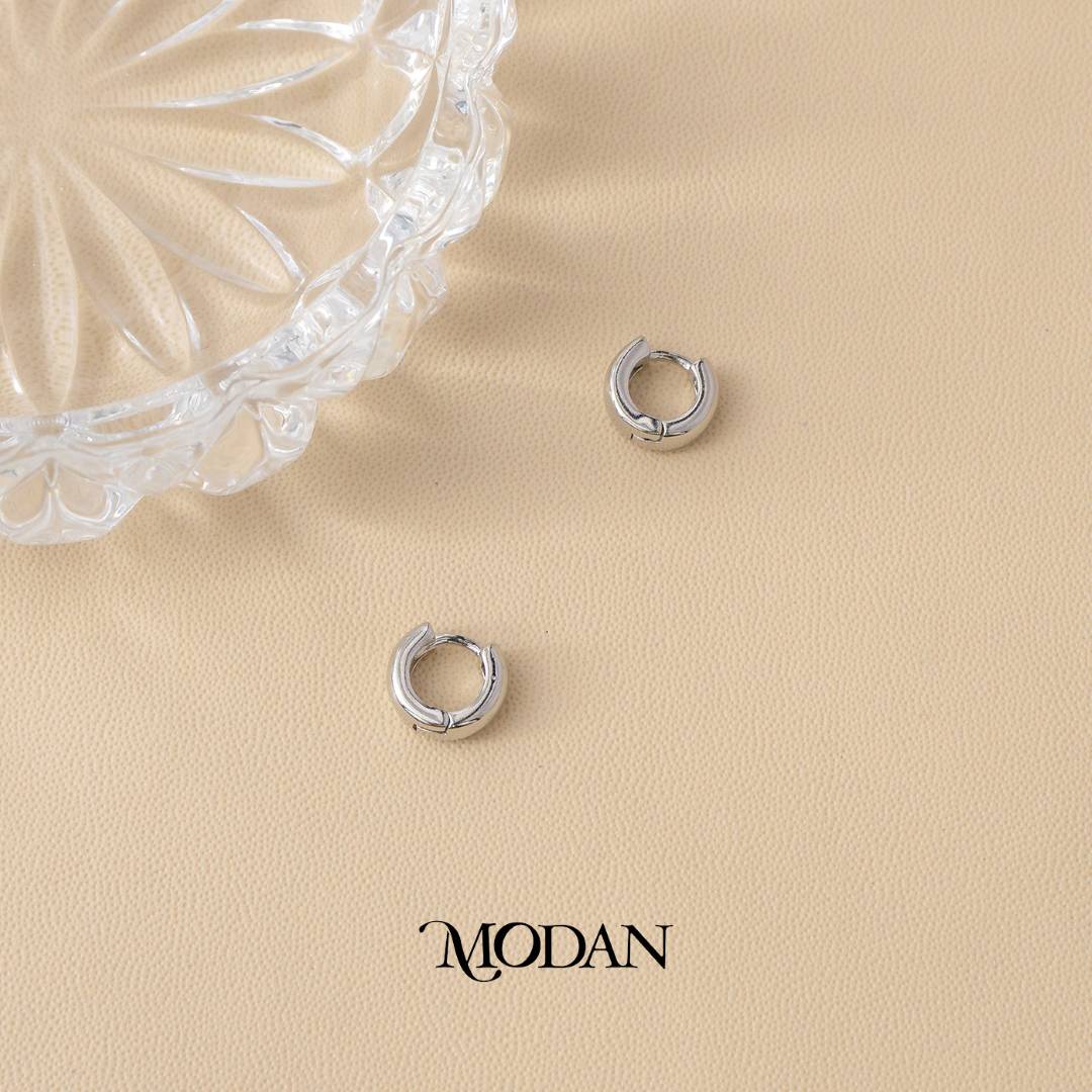 (10mm) Plain Huggies Hoop Earrings Anting Bulat Kecil Hypoallergenic Gold Filled
