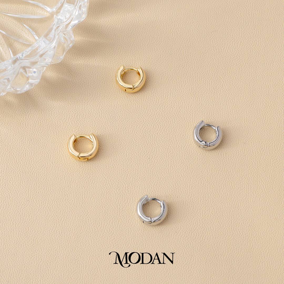(10mm) Plain Huggies Hoop Earrings Anting Bulat Kecil Hypoallergenic Gold Filled