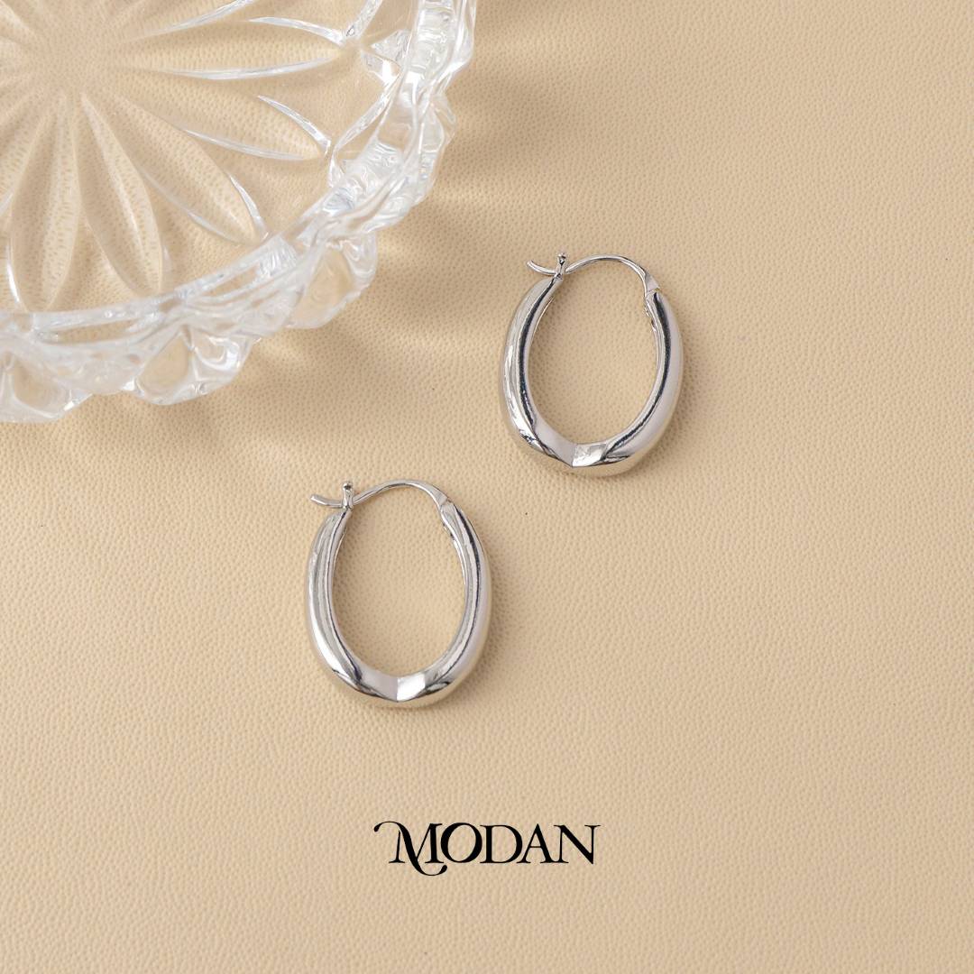 (23mm) Oval French Look Hoop Earrings Anting Oval Hypoallergenic Gold Filled