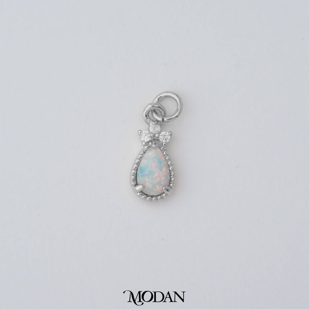 Tiny Mini Geometric Teardrop Charm in Opal Blue and Opal White DIY Liontin Tetes Air Mata Kecil Hypoallergenic Gold Filled