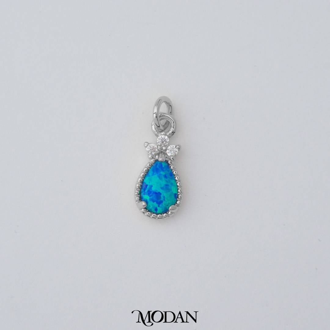 Tiny Mini Geometric Teardrop Charm in Opal Blue and Opal White DIY Liontin Tetes Air Mata Kecil Hypoallergenic Gold Filled