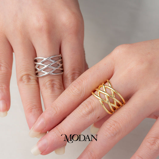 Plain Multiple Band Statement Ring Cincin Layer Polos Hypoallergenic Gold Plated