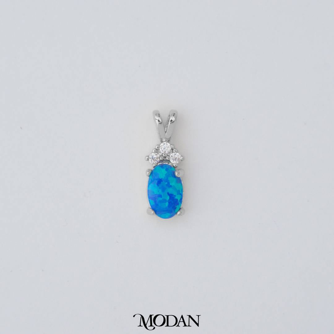 Tiny Geometric Oval Charm in Opal Blue and Opal White DIY Liontin Oval Kecil Hypoallergenic Gold Filled