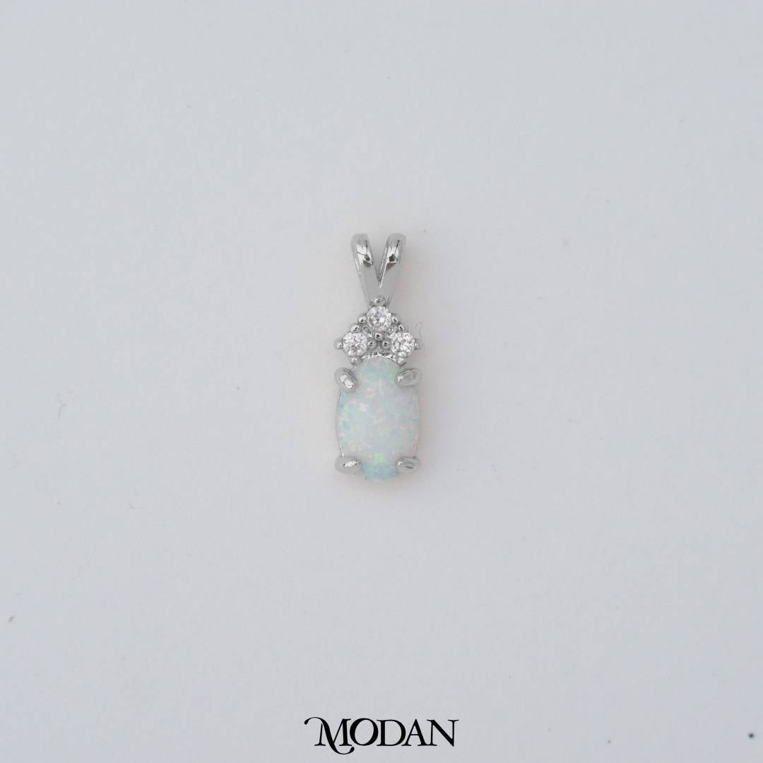 Tiny Geometric Oval Charm in Opal Blue and Opal White DIY Liontin Oval Kecil Hypoallergenic Gold Filled