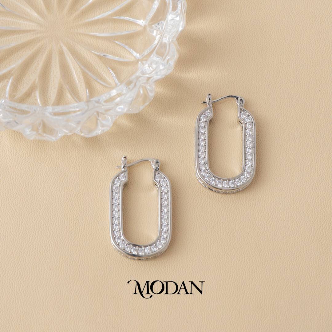 (32mm) Micro Pave Hoop Earrings Anting Bulat Hypoallergenic Gold Filled