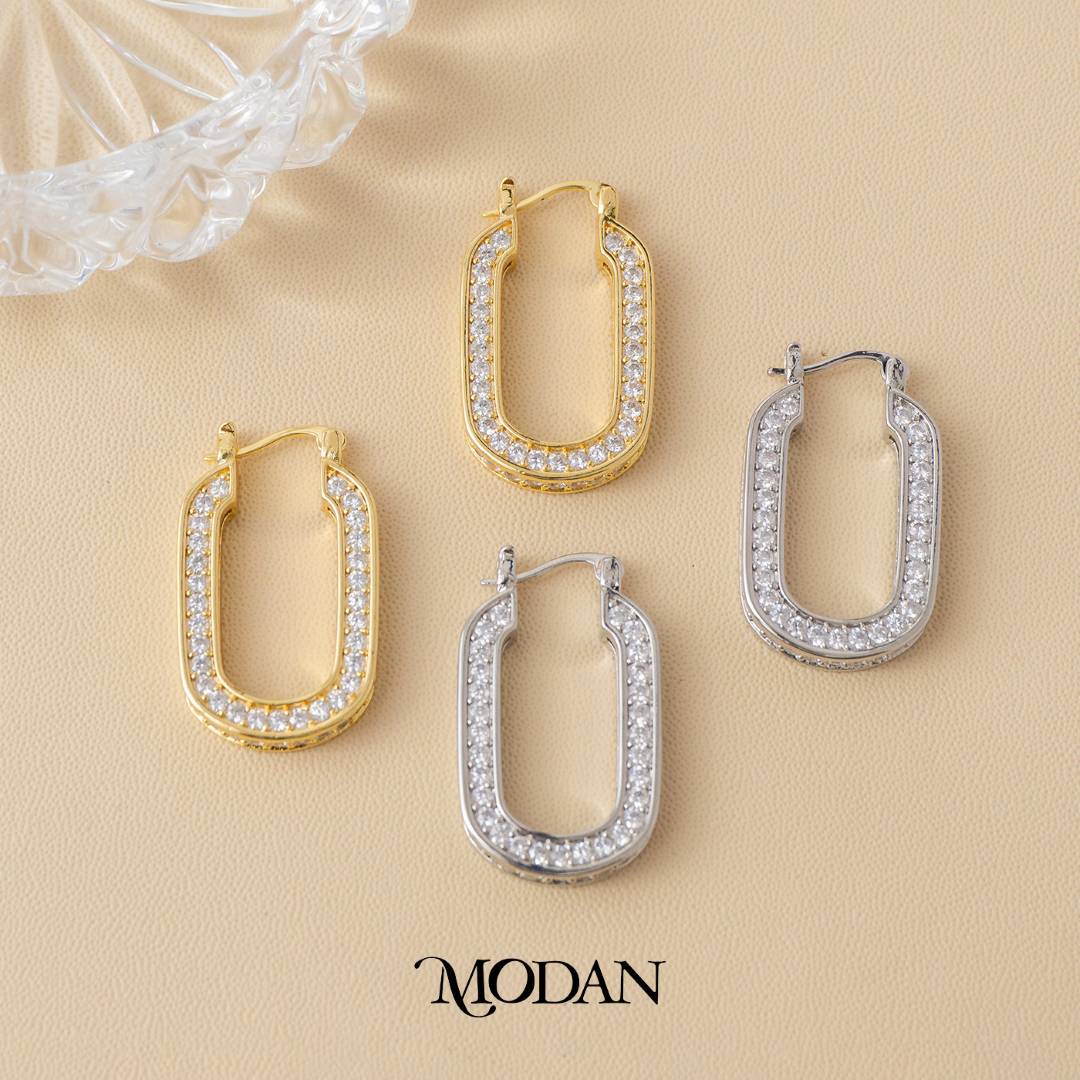 (32mm) Micro Pave Hoop Earrings Anting Bulat Hypoallergenic Gold Filled