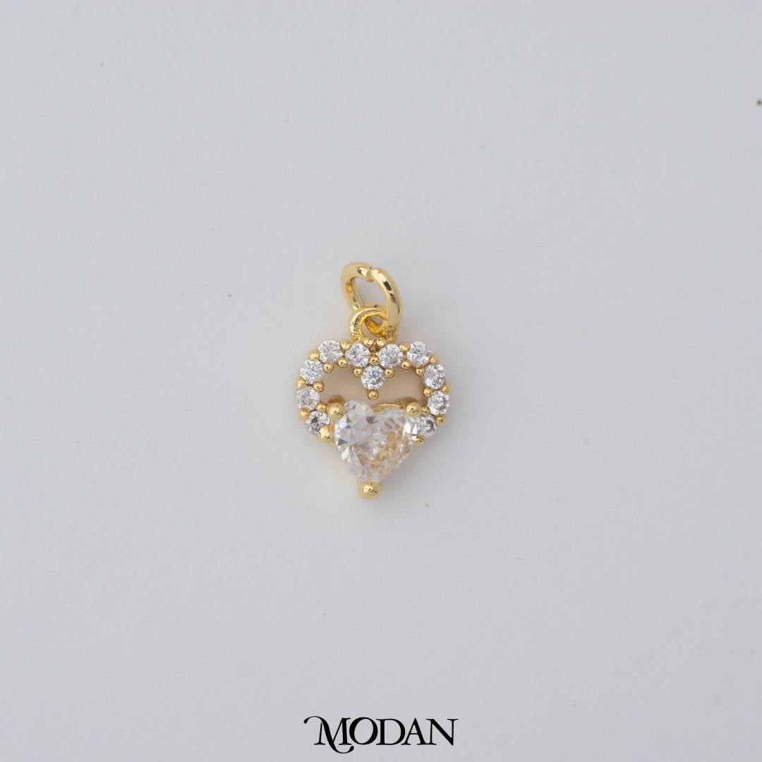 Pink Clear Mini Heart Charm DIY Liontin Hati Hypoallergenic Gold Filled