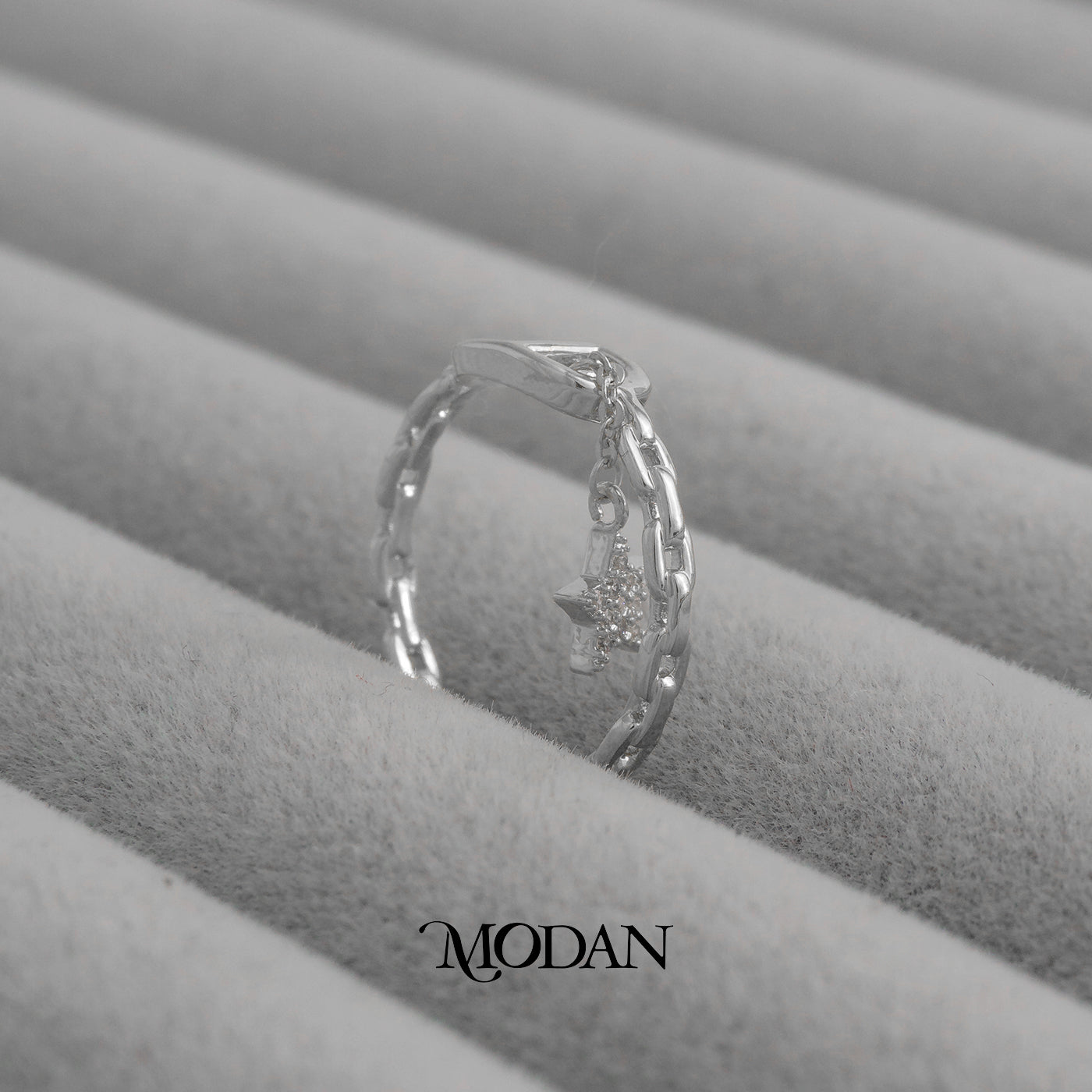 Star Dangle Chain Link Ring Cincin Rantai Gnatungan Bintang Hypoallergenic Gold Plated