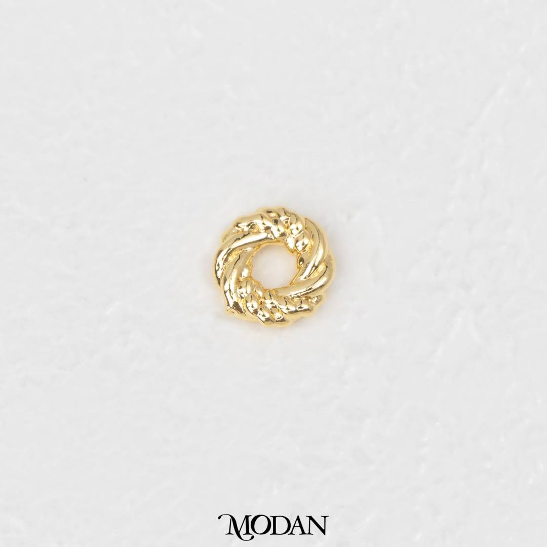 (8mm) Donut Texture DIY Beads Manik Liontin Donat Hypoallergenic Gold Filled