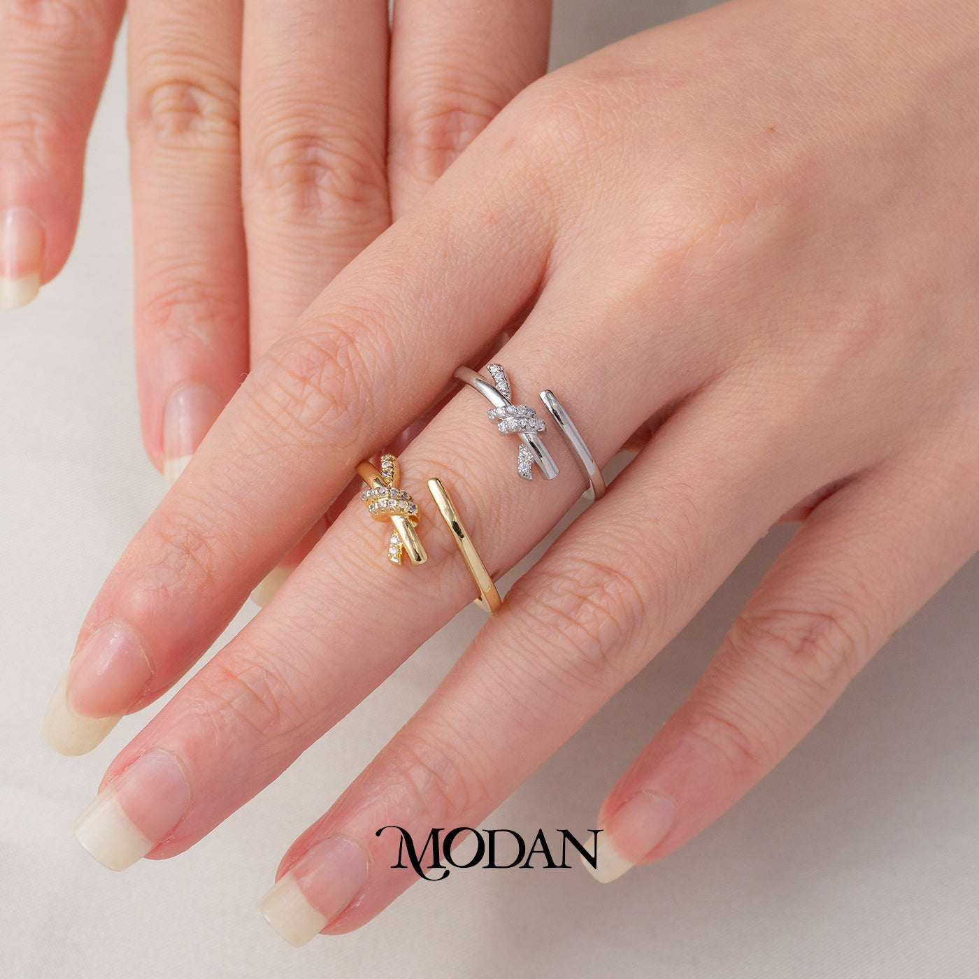 Minimalist Knot Adjustable Open Ring Cincin Sampul Pita Minimalis Hypoallergenic Gold Plated