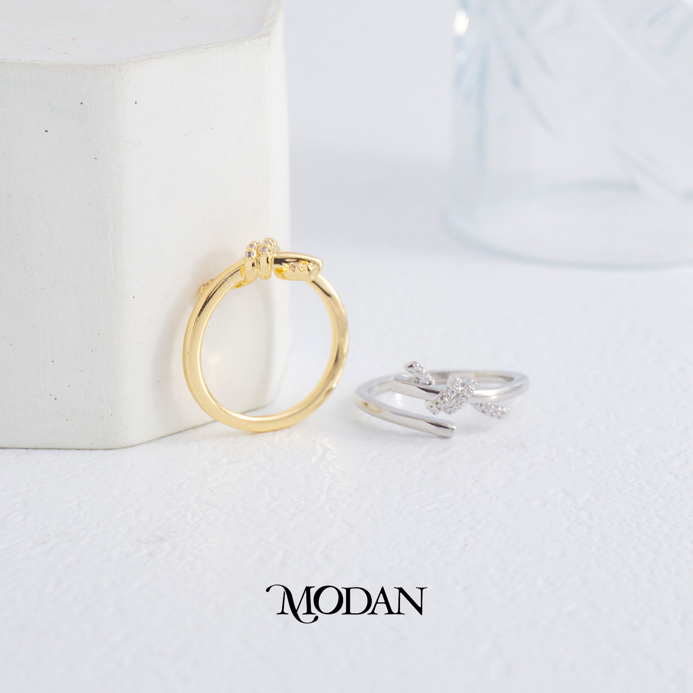 Minimalist Knot Adjustable Open Ring Cincin Sampul Pita Minimalis Hypoallergenic Gold Plated