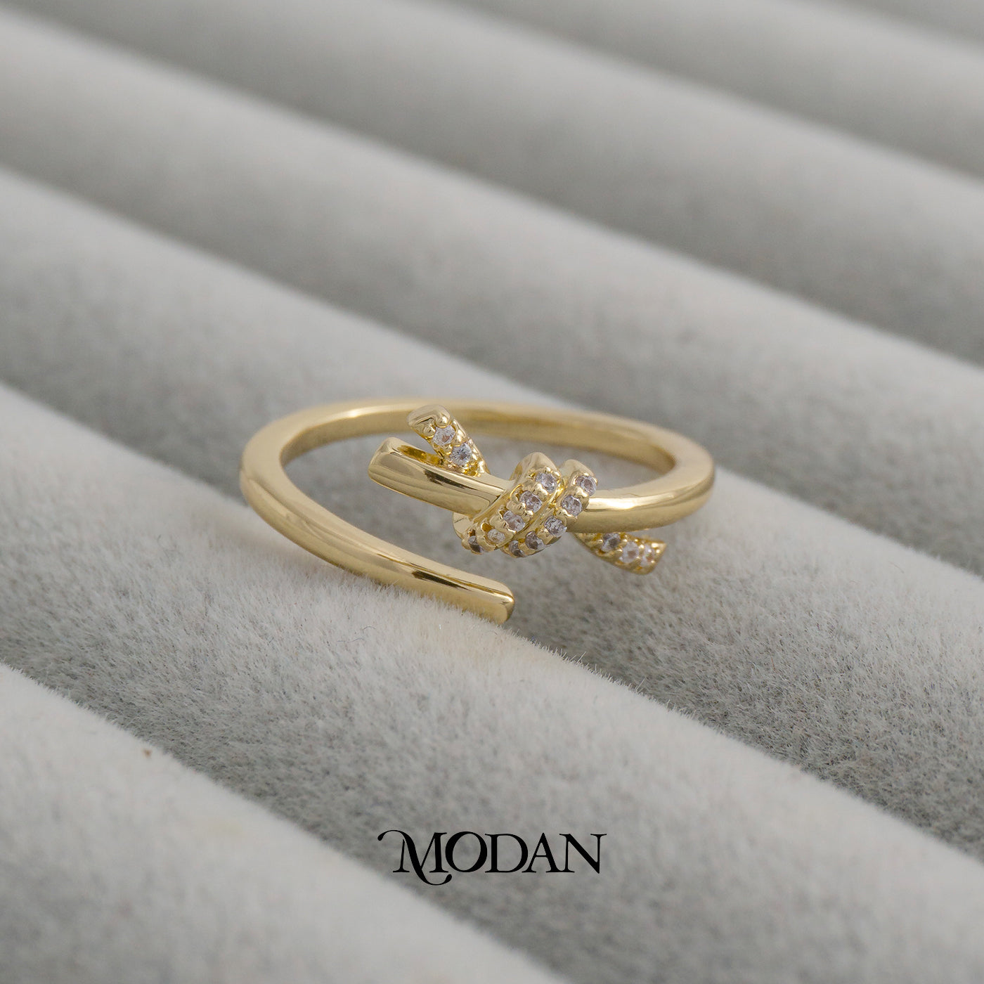 Minimalist Knot Adjustable Open Ring Cincin Sampul Pita Minimalis Hypoallergenic Gold Plated