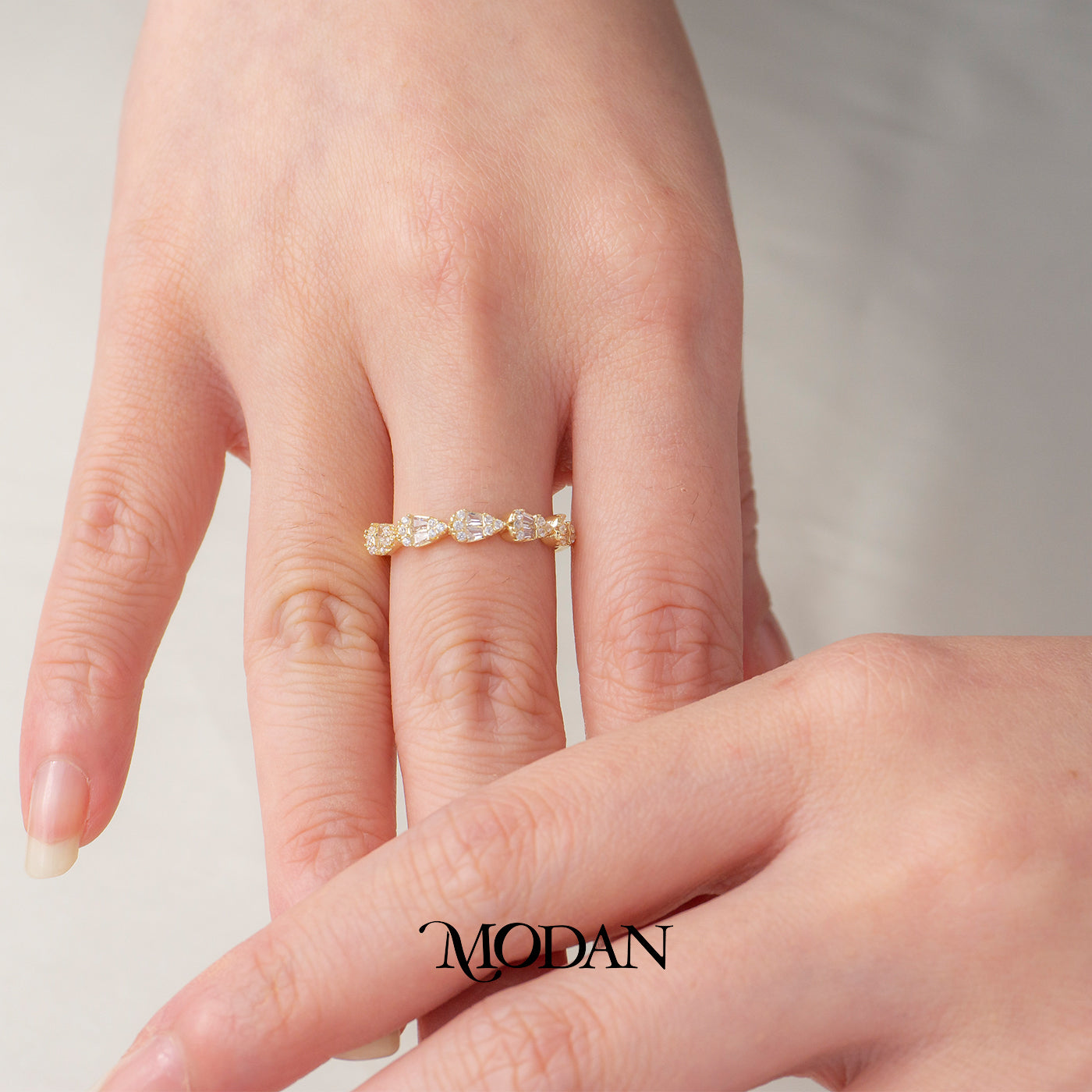Dainty White Stackable Ring Cincin Tumpuk Simple Hypoallergenic Gold Plated