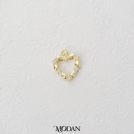 Open Back Linked Zirconia Heart Shaped Charm DIY Charm Liontin Kalung/Gelang Hati Hypoallergenic Gold Filled