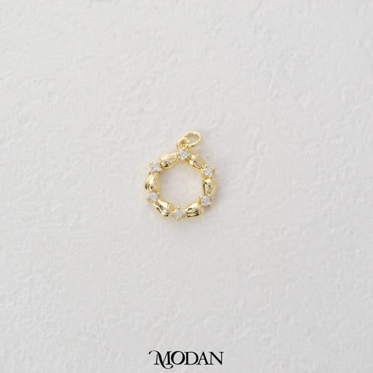 Open Back Linked Zirconia Round Shaped Charm DIY Charm Liontin Kalung/Gelang Bulat Hypoallergenic Gold Filled