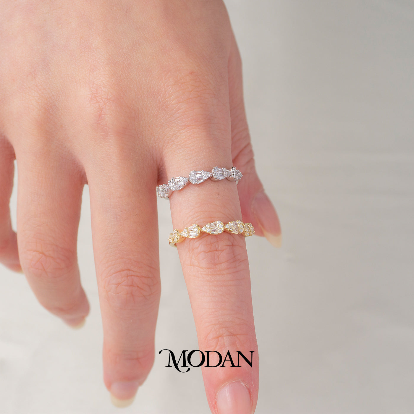Dainty White Stackable Ring Cincin Tumpuk Simple Hypoallergenic Gold Plated