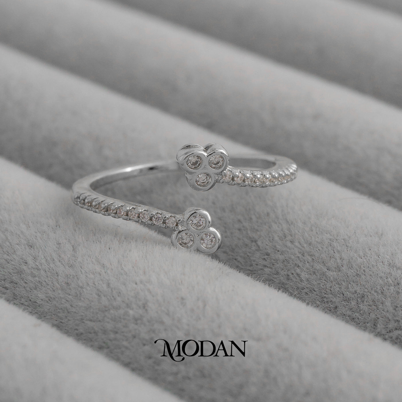 Dainty Bypass Clover Adjustable Ring Cincin Daun Semanggi Simple Hypoallergenic Gold Plated