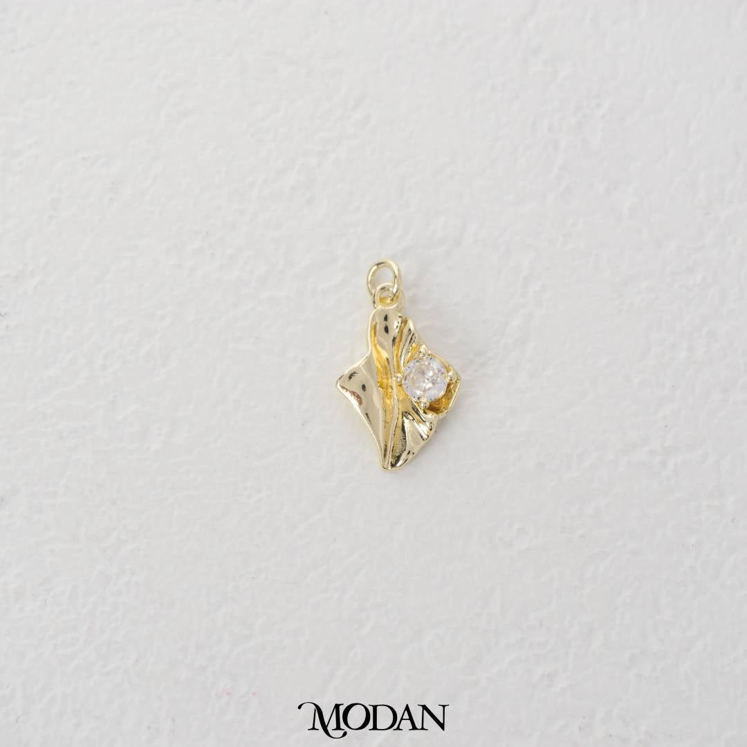 Irregular Hammered Rhombus Shaped Charm DIY Charm Liontin Kalung/Gelang Unik Abstrak Berlian Hypoallergenic Gold Plated