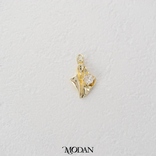 Irregular Hammered Rhombus Shaped Charm DIY Charm Liontin Kalung/Gelang Unik Abstrak Berlian Hypoallergenic Gold Plated