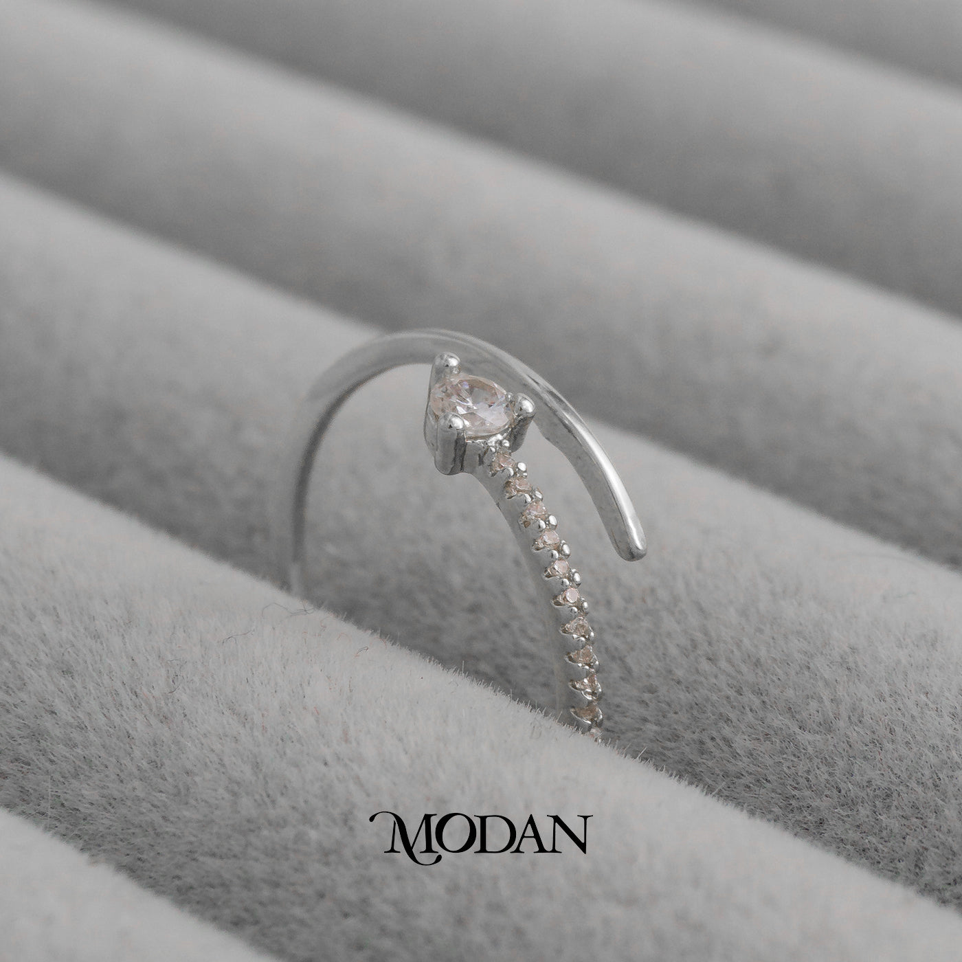Minimalist Solitaite Zircon Adjustable Ring Cincin Mata Satu Lilit Terbuka Hypoallergenic Gold Plated