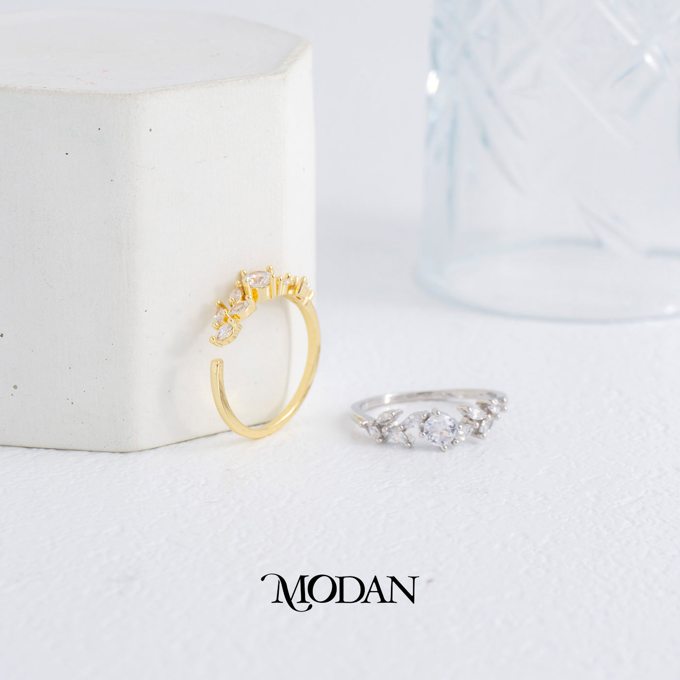 Solitaire Marquise Leaf Ring Cincin Daun Permata Hypoallergenic Gold Plated