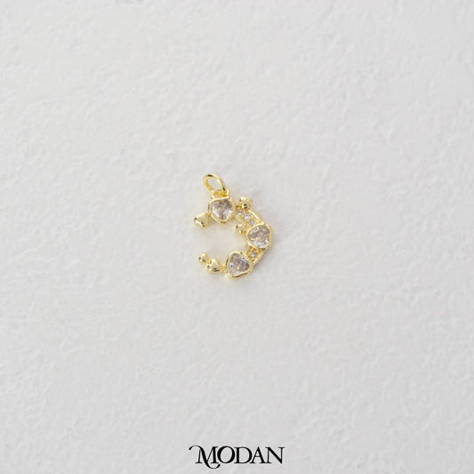 Micro Paved Moon Charm DIY Charm Liontin Berlian Bulan Elegant Hypoallergenic Gold Filled