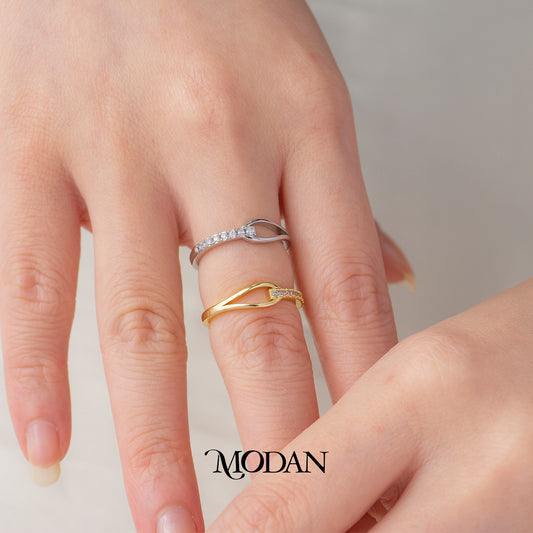 Minimalist Loop Hook Crystal Ring Cincin Model Kaitan Permata Hypoallergenic Gold Plated