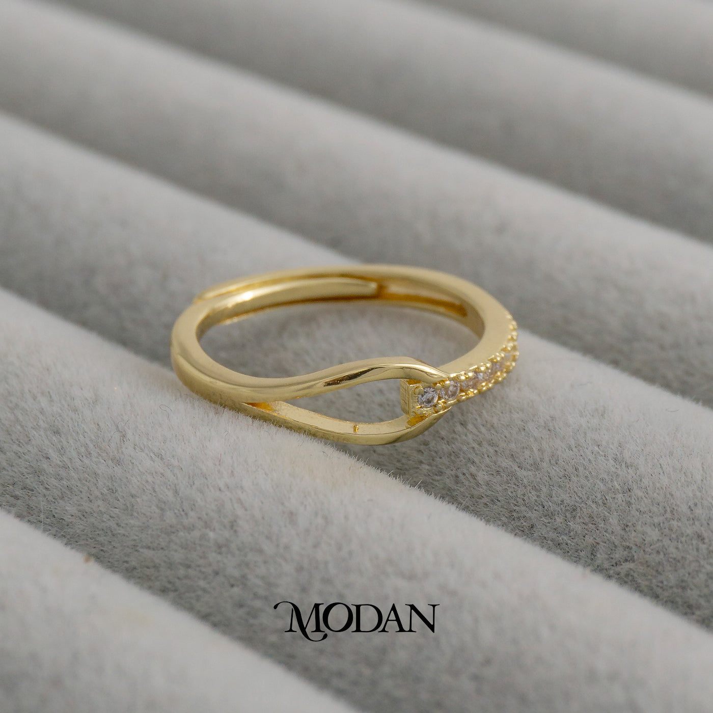 Minimalist Loop Hook Crystal Ring Cincin Model Kaitan Permata Hypoallergenic Gold Plated