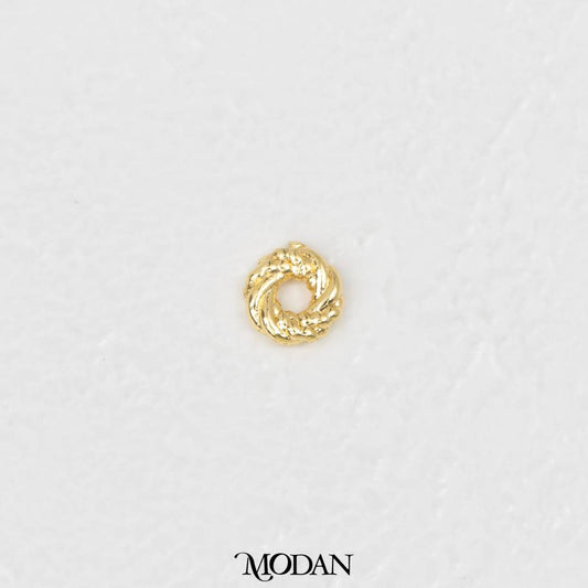 (6mm) Mini Round Donut Texture DIY Beads Manik Liontin Donat Hypoallergenic Gold Filled