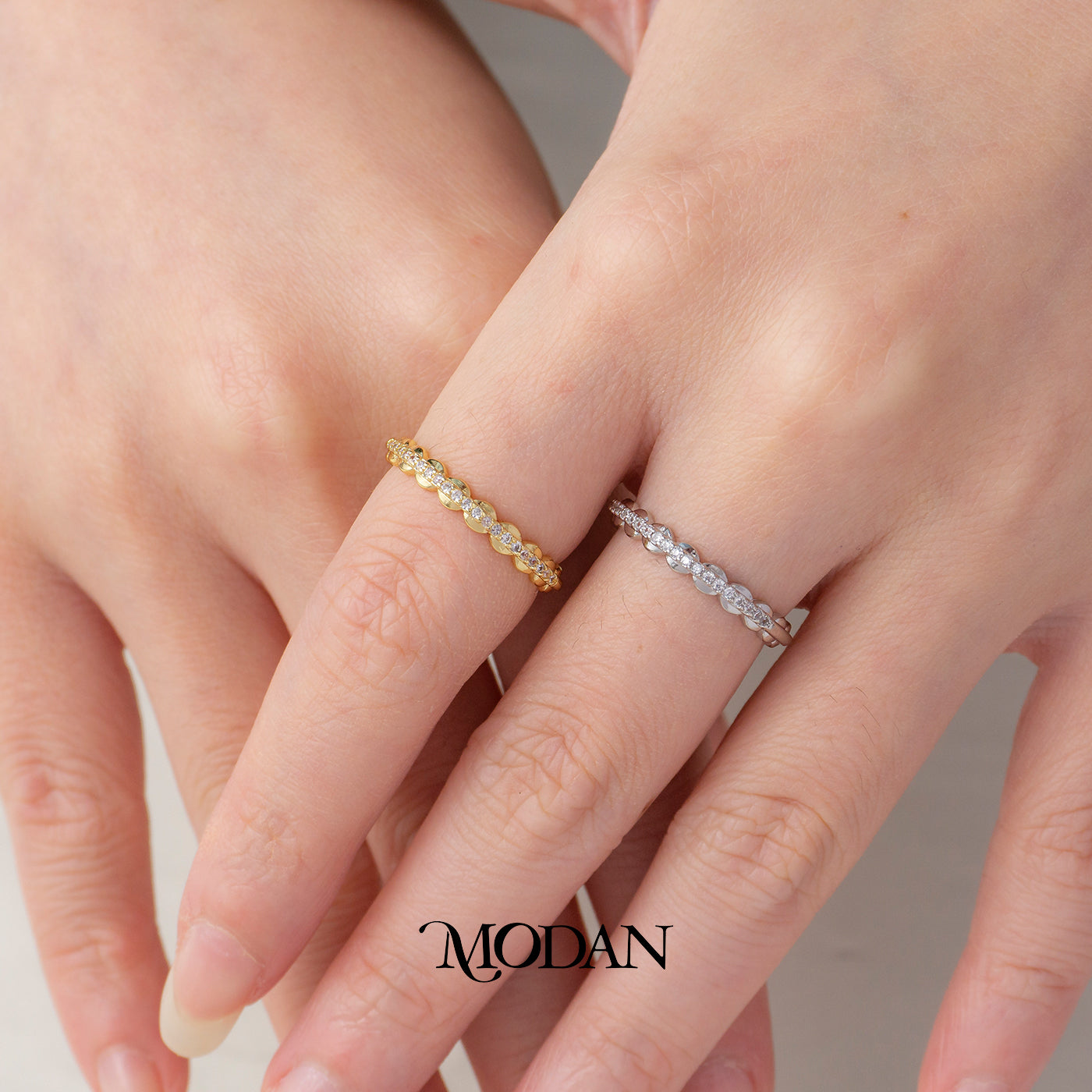 Dainty Scalloped Eternity Ring Cincin Listring Kelopak Bulat Ramping Hypoallergenic Gold Plated
